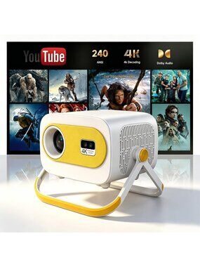 Compact Mini Projector, 1080P HD, 240 ANSI Lumens, WiFi & Bluetooth 5.2 Enabled